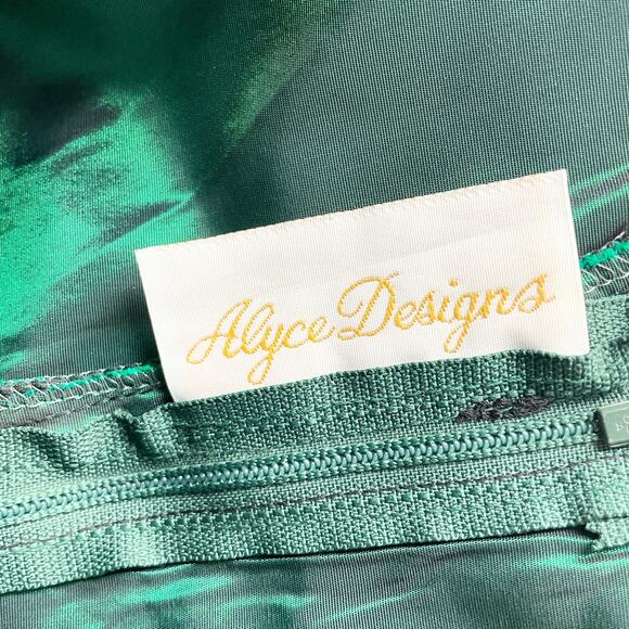 VTG 80s Alyce Design Womens 10 Emerald Green Gown Dress Formal Holiday Prom - Picture 10 of 13